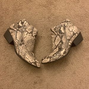 Snake print booties